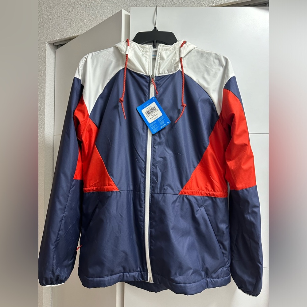 Columbia Women's Side Hill Colorblocked Hooded Jacket Size Small NWT Navy White